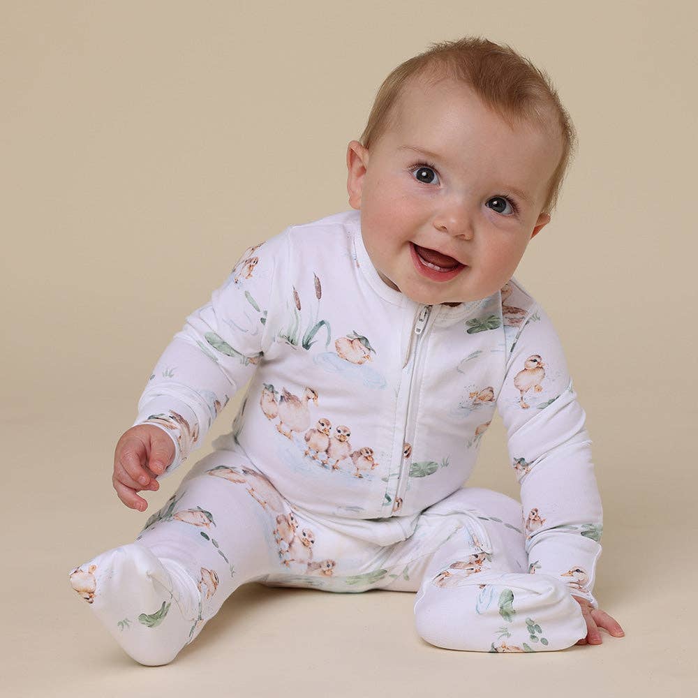 Duck Pond Organic Zip Footie | Snuggle Hunny