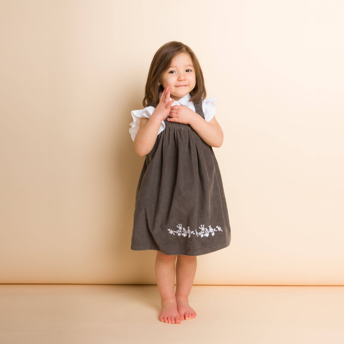 Pinafore Dress - Gray Corduroy | Beet World