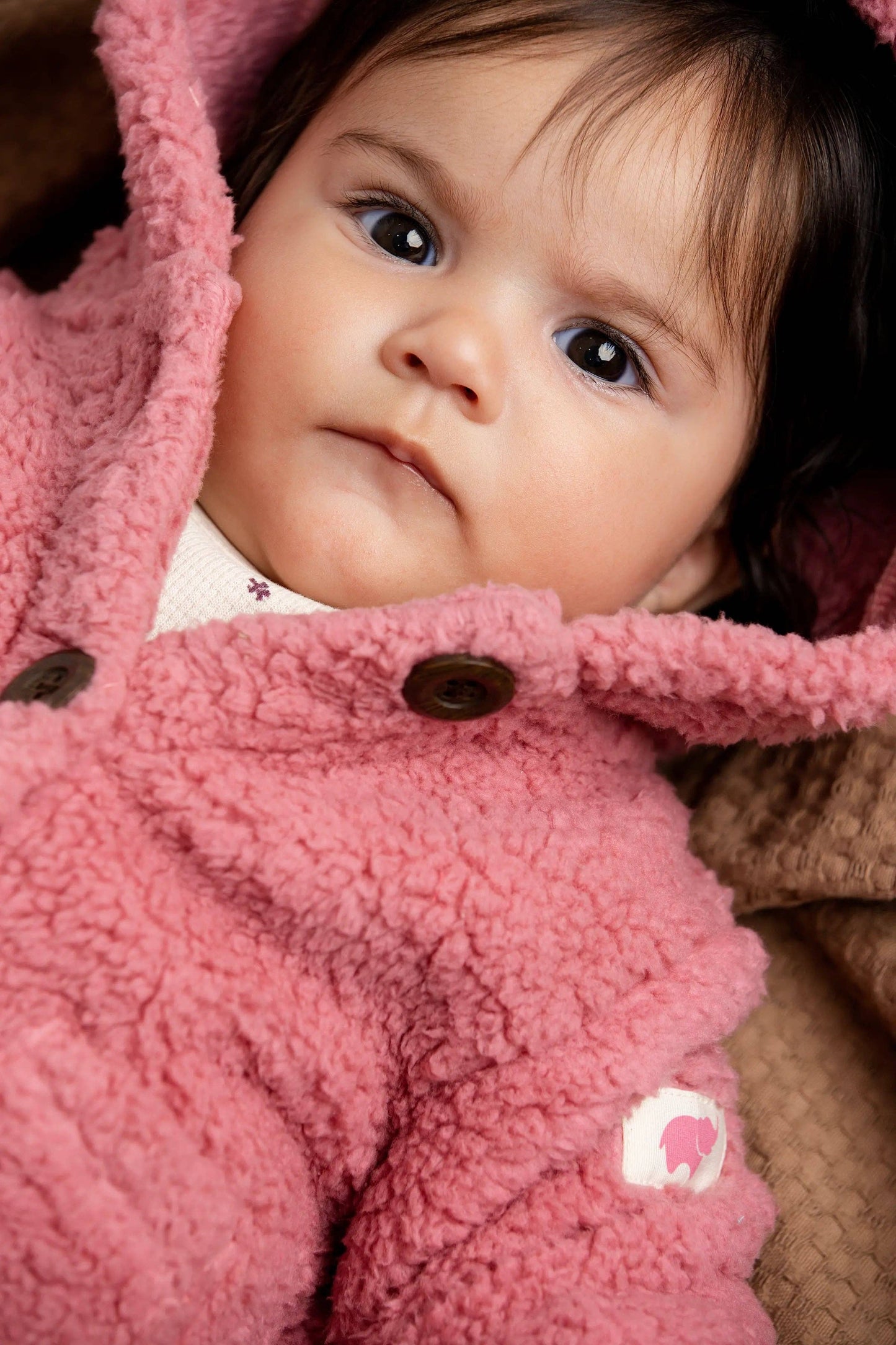 Mauve Pink Sherpa Teddy Cardigan | Monica + Andy