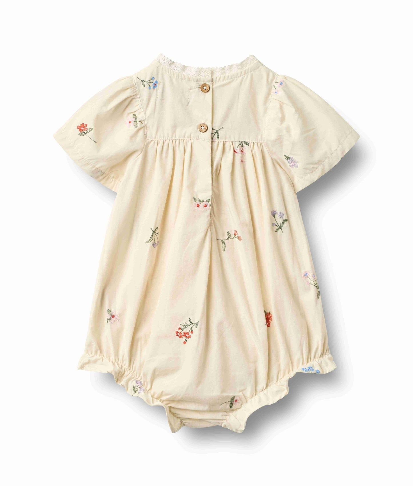 Ivory Embroidery Flowers Margit Bubble Romper | Wheat