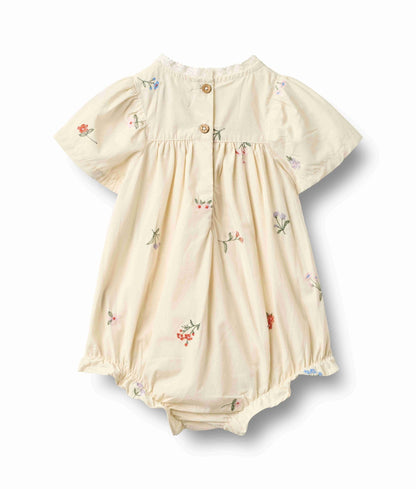 Ivory Embroidery Flowers Margit Bubble Romper | Wheat