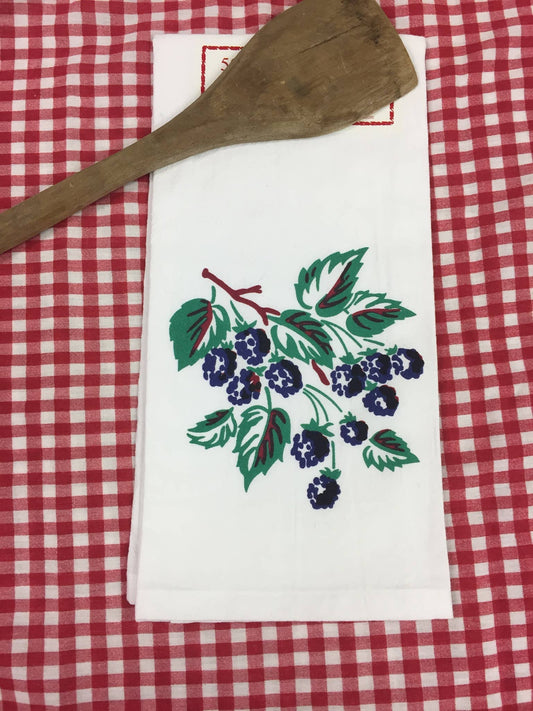 Blackberries Retro Flour Sack Towel | Red & White Kitchen Company