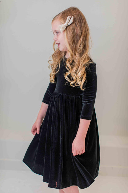 Black Velvet Twirl Dress | Mila & Rose