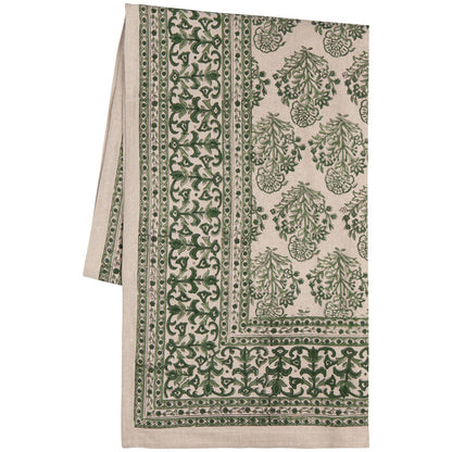 Viridian Block Print Tablecloth | Danica Heirloom