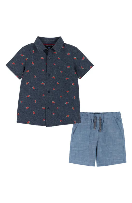 Watermelon Button Down Shirt and Shorts Set | Andy & Evan