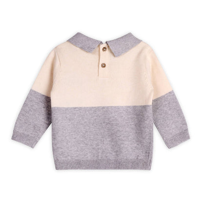 Cuddly Bear Applique Sweater Collared Pullover | Viverano Organics
