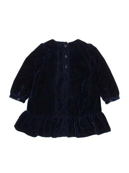 Navy Velvet Drop Waist Dress | Ruffle Butts