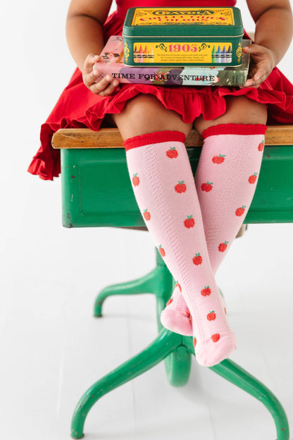 Apple Scalloped Knee Socks | Little Stocking Co.