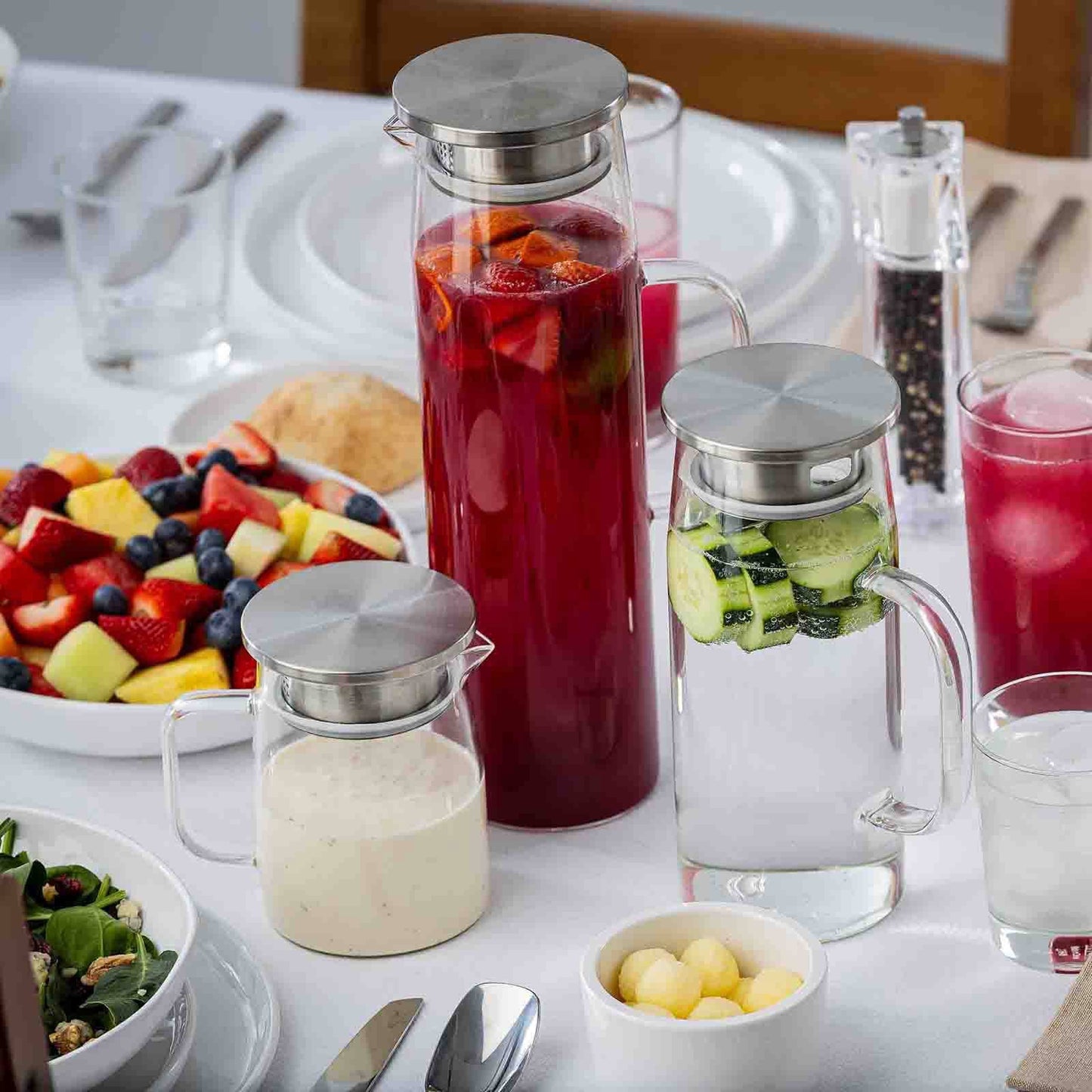 50 oz Glass Pitcher w/ Stainless Lid | TableCraft