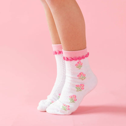 Pink Posey Midi Socks | Little Stocking Co.