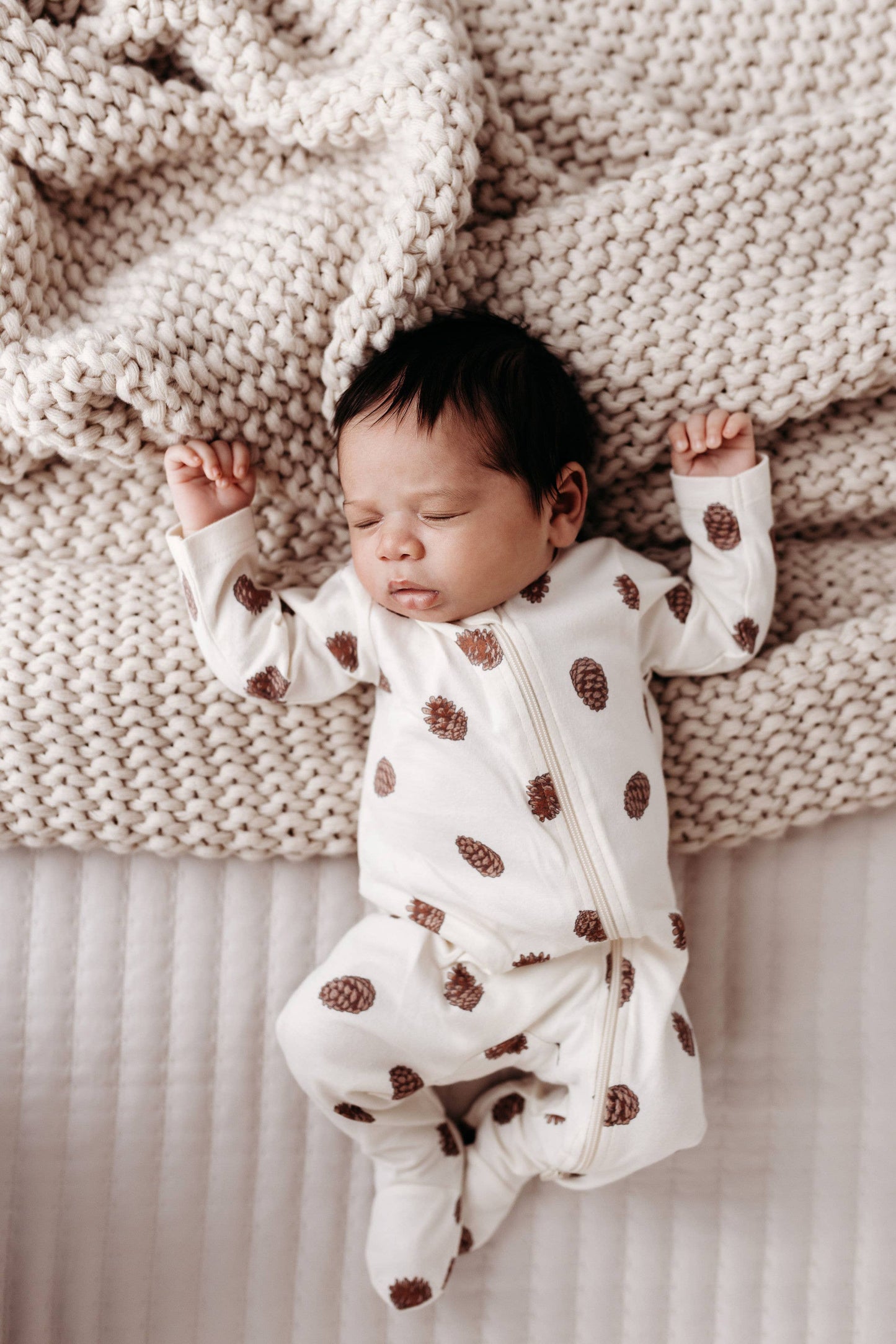 Natural Pinecones Zip Romper | City Mouse Studio
