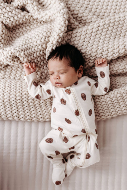 Natural Pinecones Zip Romper | City Mouse Studio