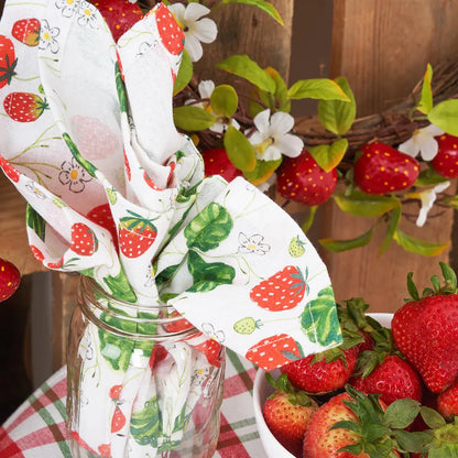 Strawberry Patch & Plaid Napkin Set/4 | C&F Home