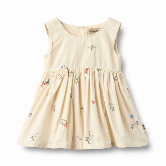 Ivory Embroidered Flowers Sienna Pinafore Dress | Wheat