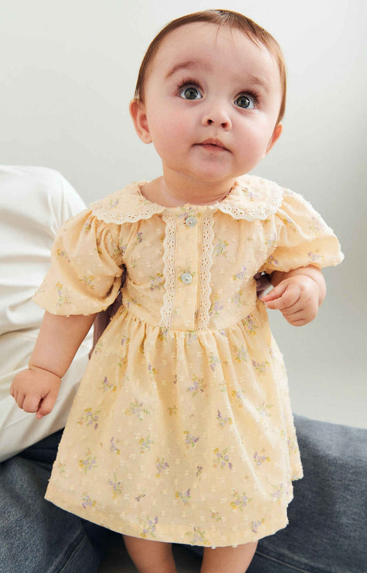 Barely Apricot Flowers Adele Dress | Wheat