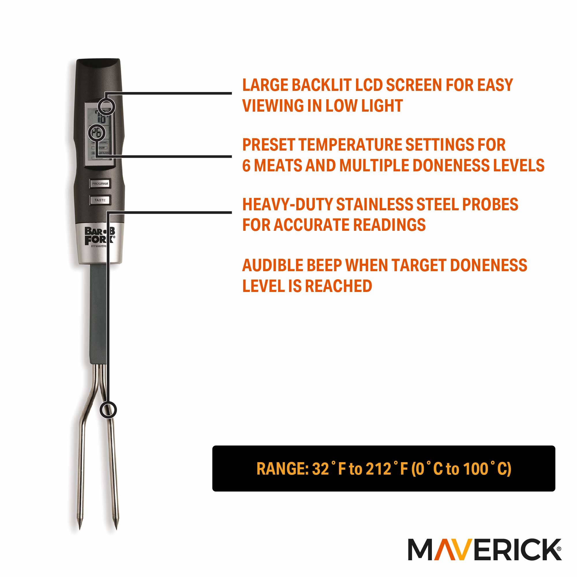 Maverick BarBFork Digital Meat Thermometer Fork - Thumbnail 5