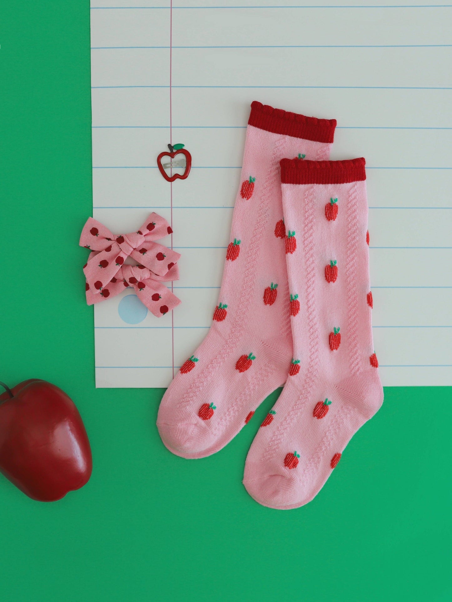 Apple Scalloped Knee Socks | Little Stocking Co.