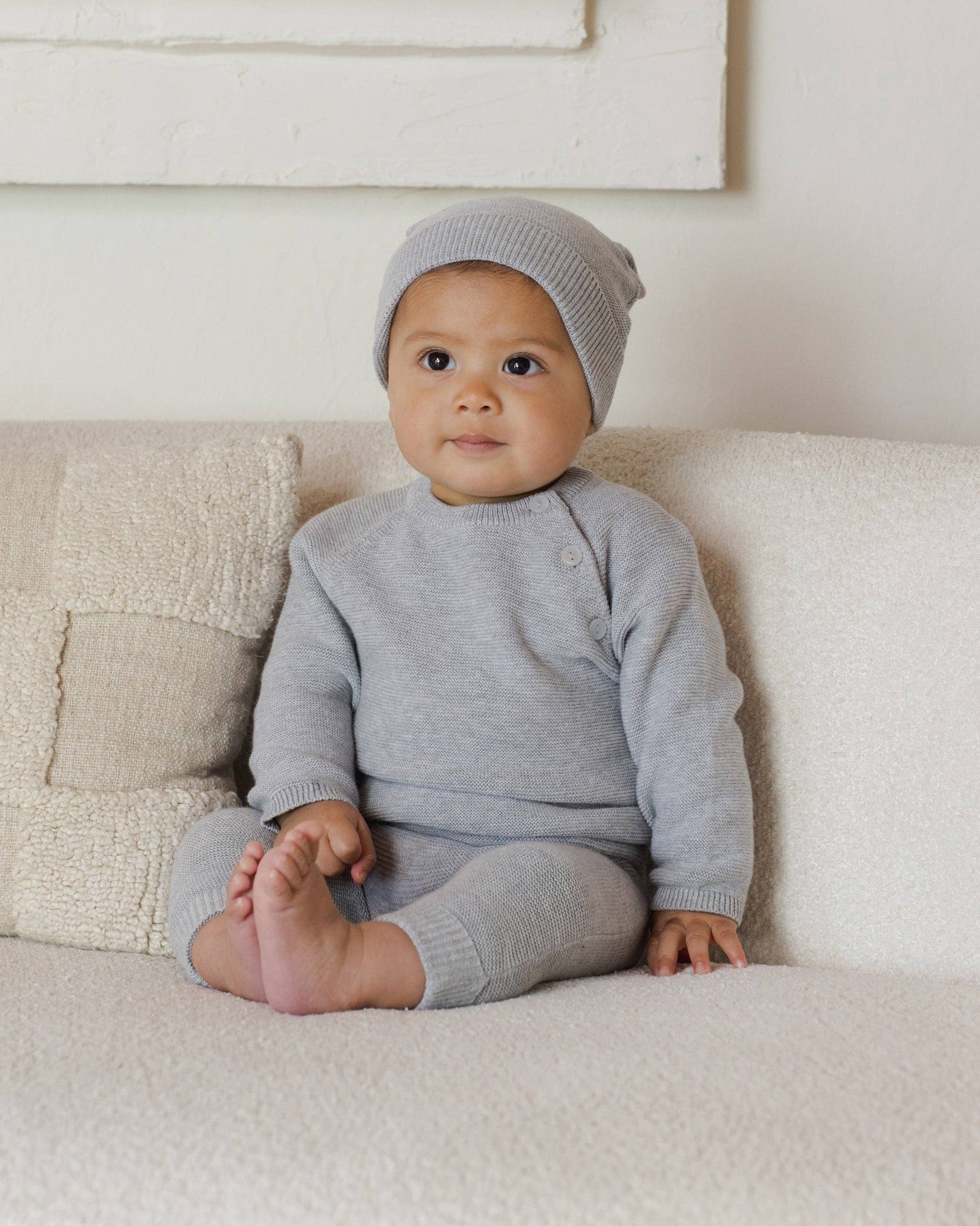 Bailey Knit Sweater - Heathered Dusty Blue | Quincy Mae