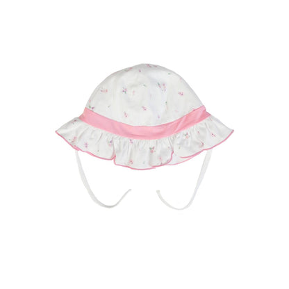 Organic Hat White Pink Flowers | FS Baby