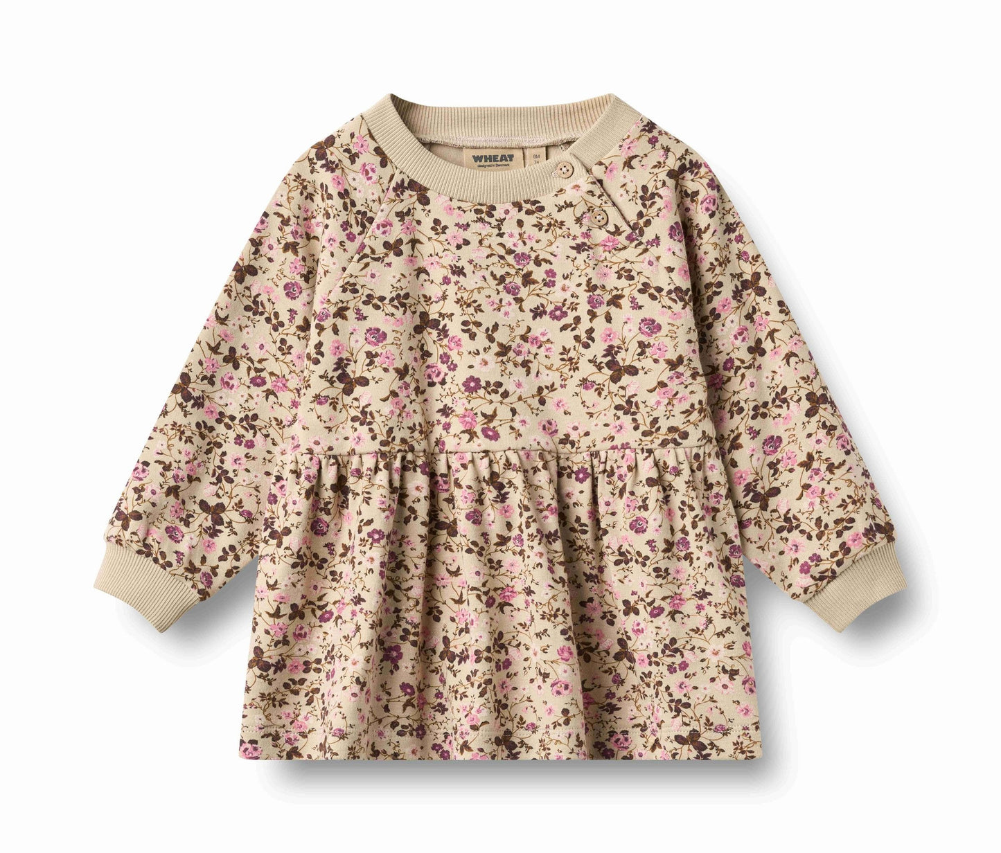 Dorthea Soft Sand Flower Wine Dress | Wheat