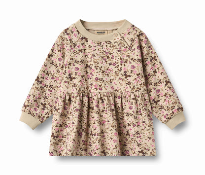 Dorthea Soft Sand Flower Wine Dress | Wheat