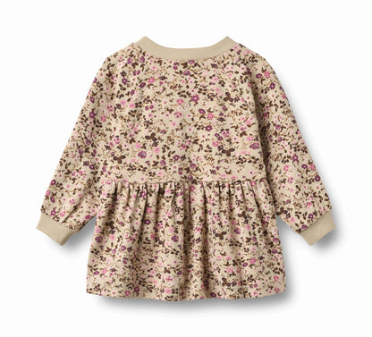 Dorthea Soft Sand Flower Wine Dress | Wheat