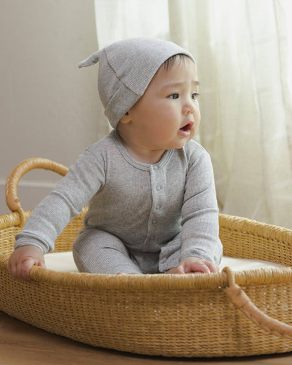 Ribbed Baby Jumpsuit - Dusty Blue | Quincy Mae