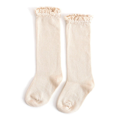 Vanilla Lace Top Knee High Socks | Little Stocking Co.