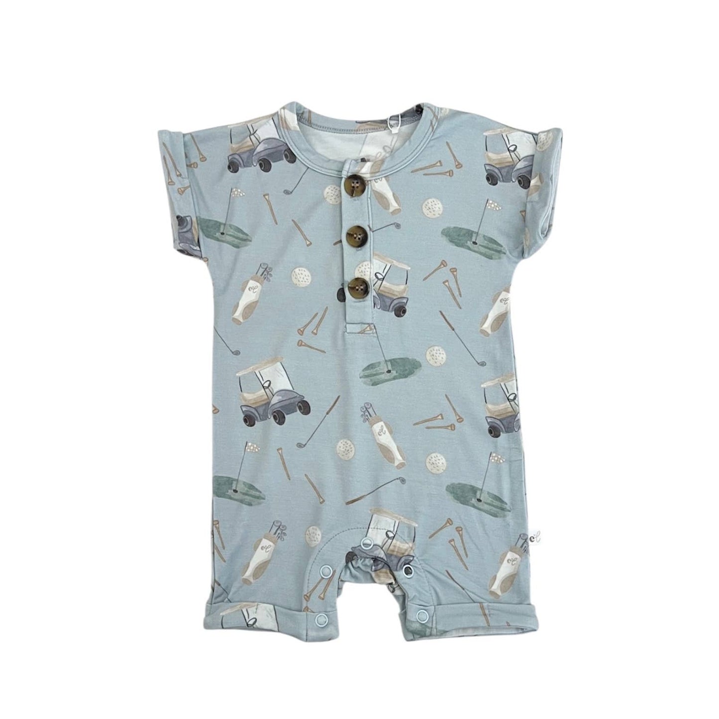 Dusty Blue Golf Henley Shortie | Emi Lei