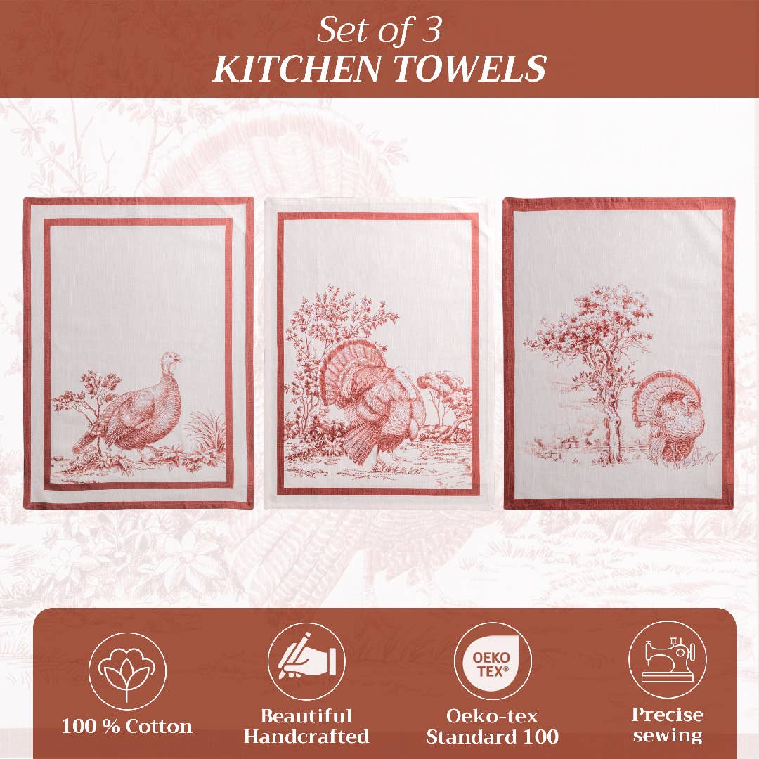 Brown Holy Jouy Towels (Set of 3) | Maison d'Hermine