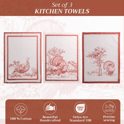 Brown Holy Jouy Towels (Set of 3) | Maison d'Hermine
