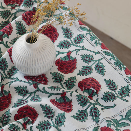 Block Print Carnation Tablecloth | Danica