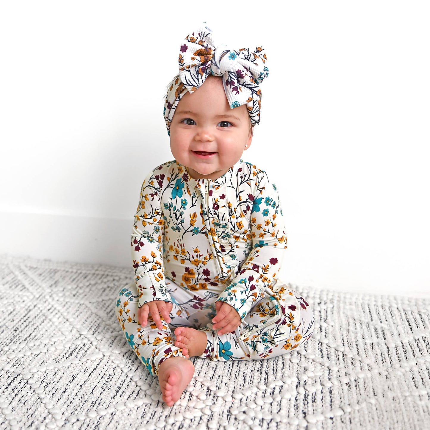 Maren Floral Bamboo Ruffle Romper | Gigi & Max
