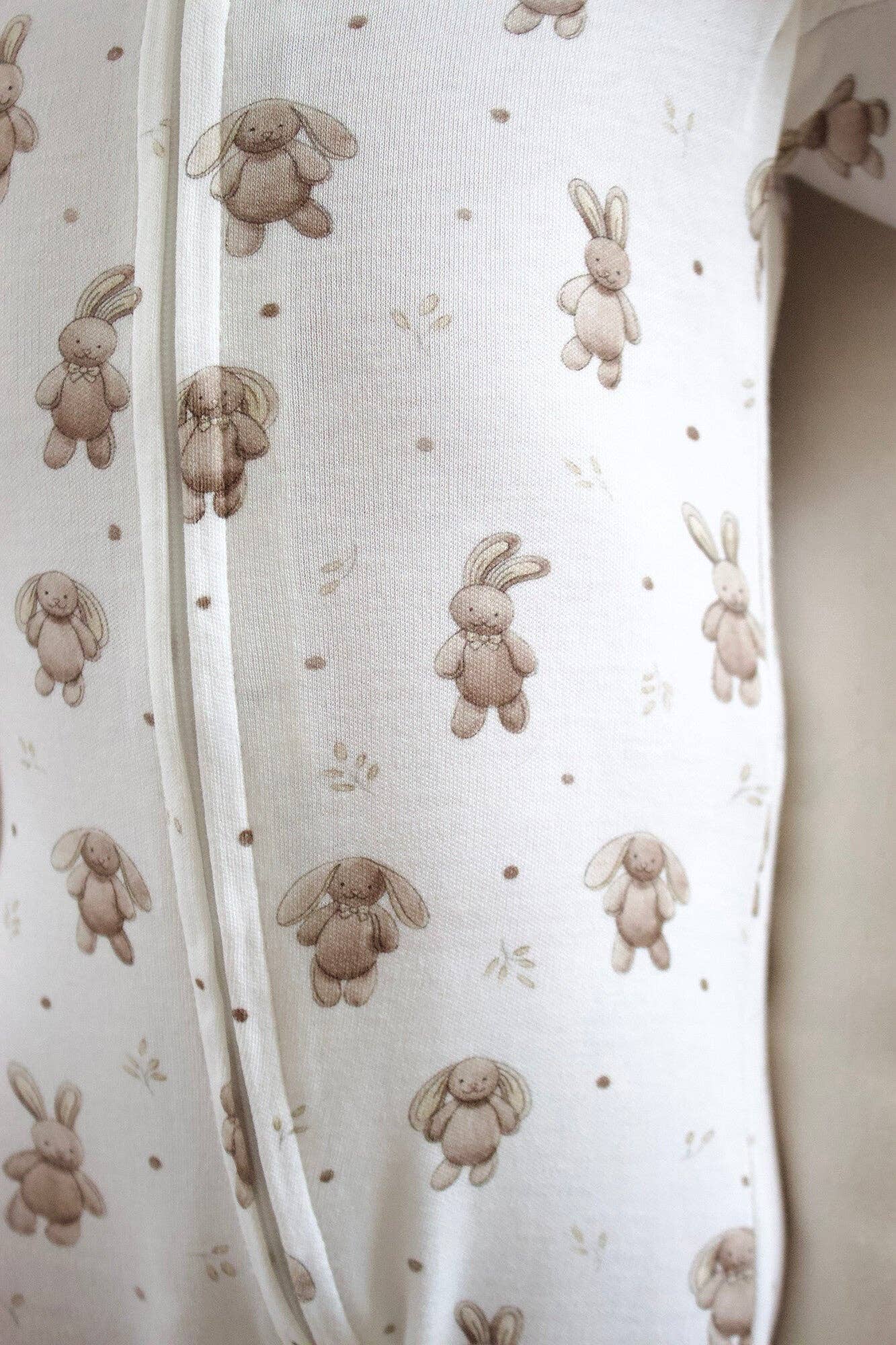 Organic 2-Way Zipper Footie in Bunny Shadow | L'ovedbaby