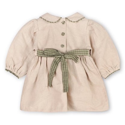 Floral Linen Peter Pan Baby Dress & Bloomer | Viverano Organics