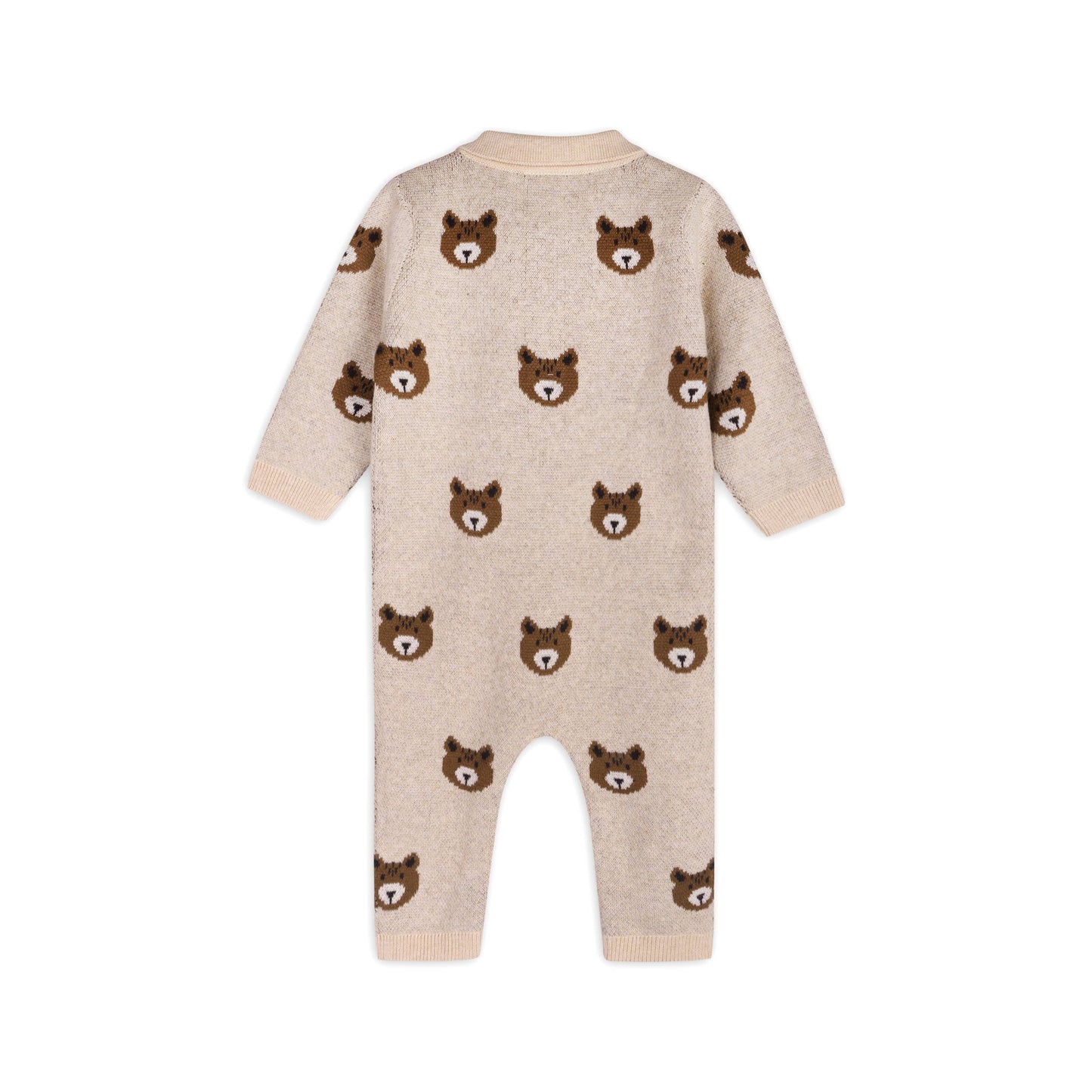 Brown Bear Jacquard Sweater Knit Jumpsuit | Viverano Organics