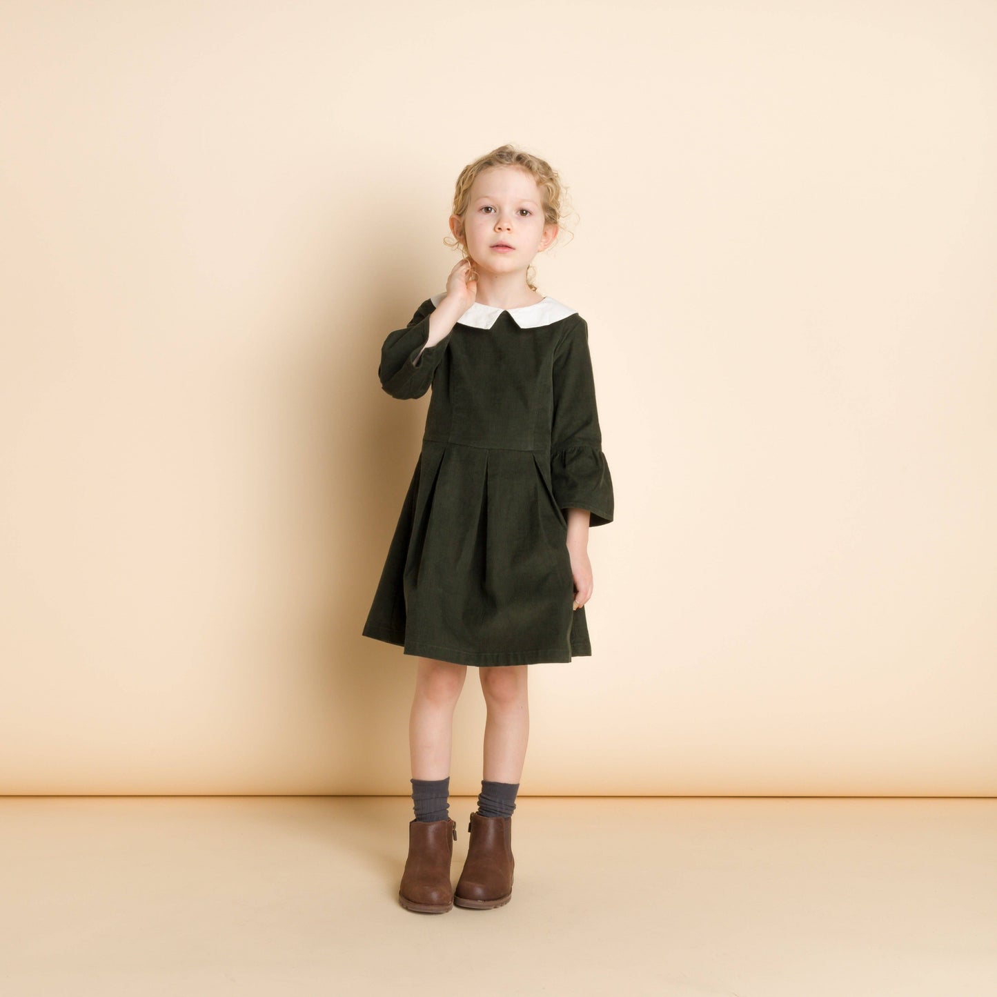 Meri Dress - Pine Green Corduroy | Beet World
