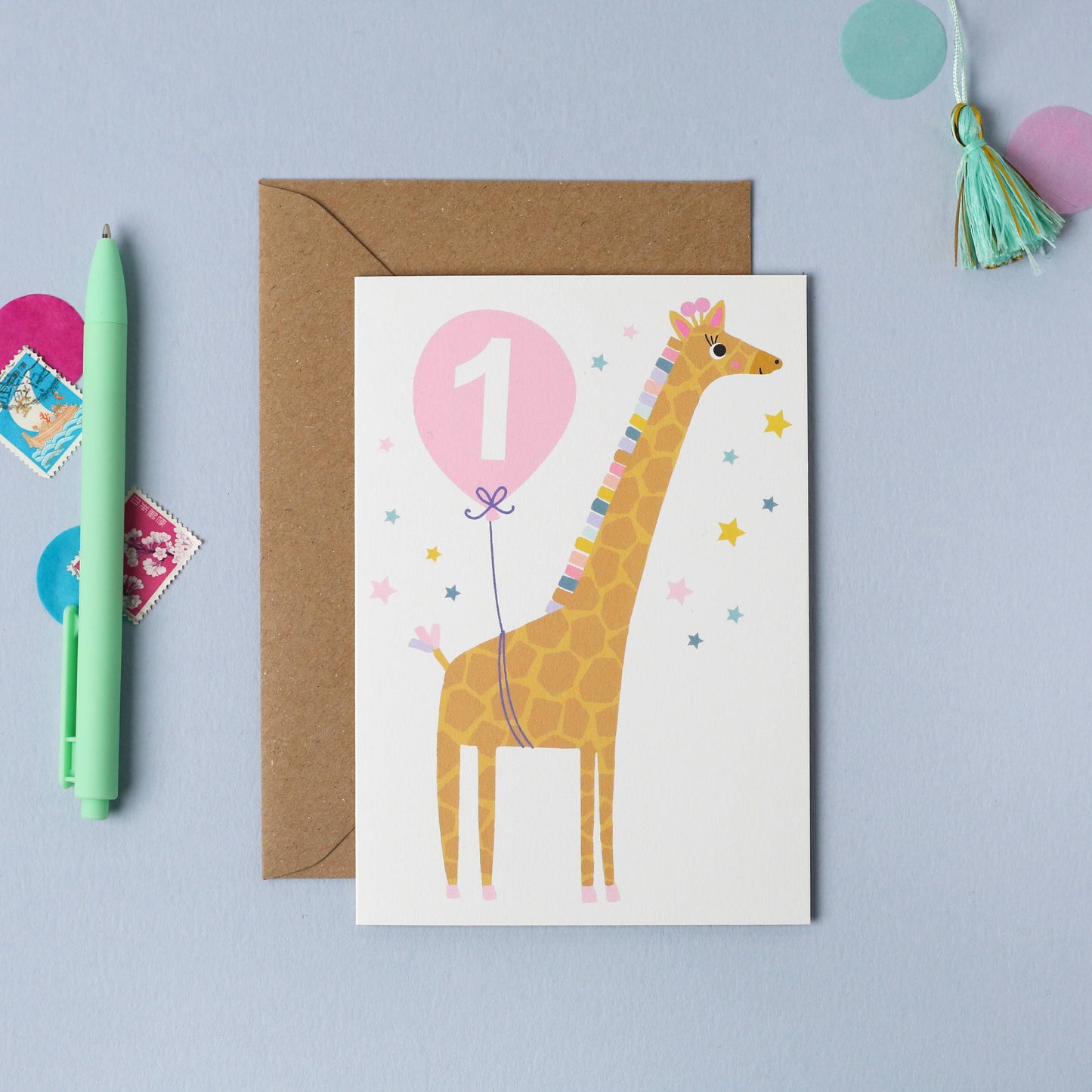 Age 1 Pink Kid's Birthday Card | Mikfins