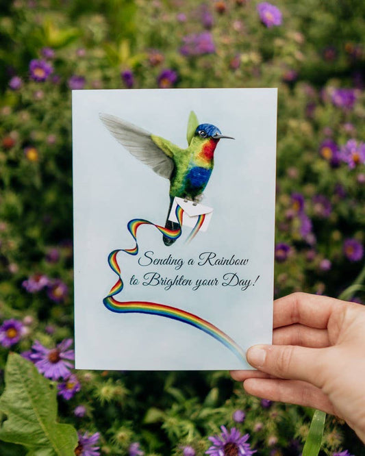"Sending a Rainbow to Brighten Your Day" Hummingbird Card | Ripples Greeting Cards