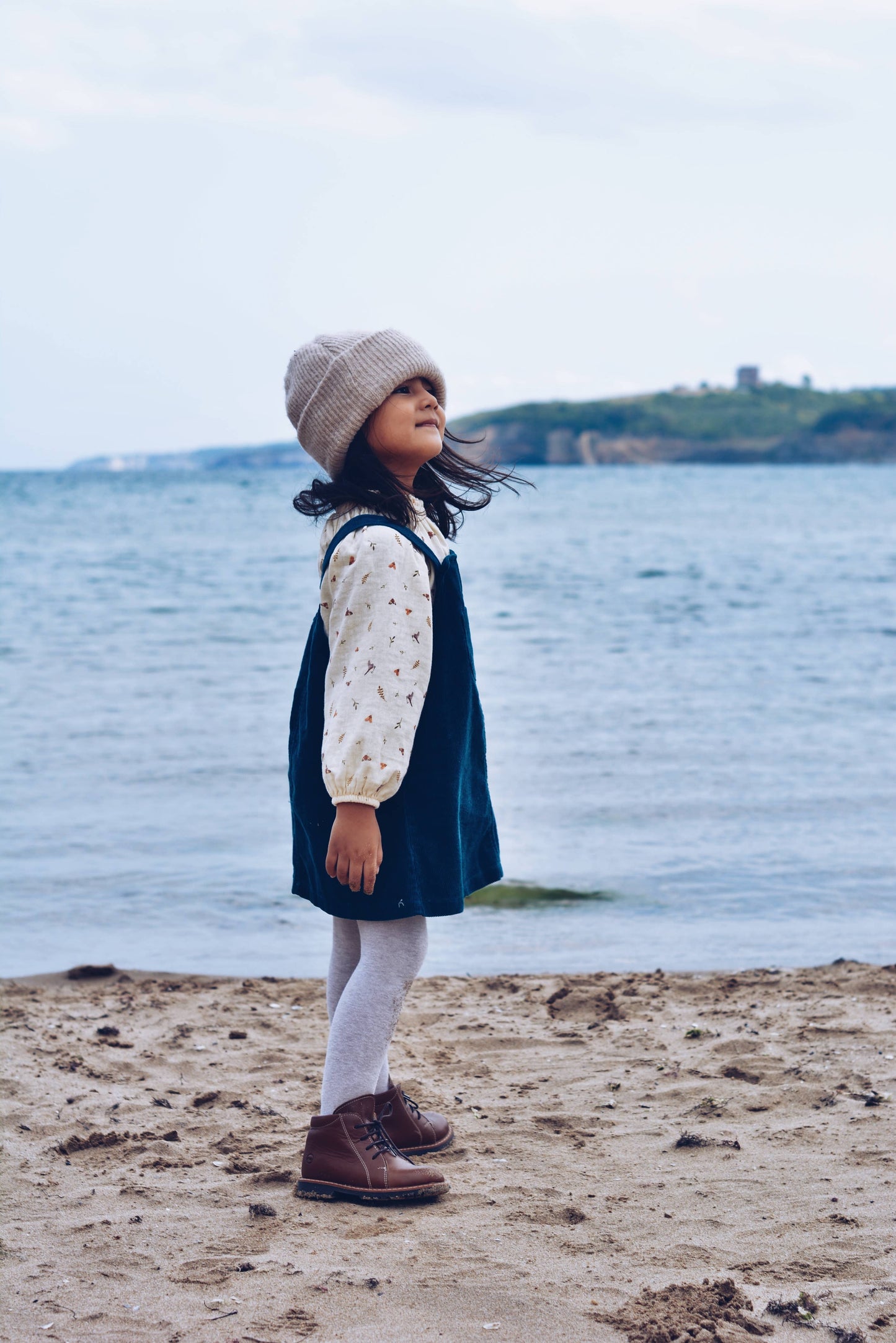 Embroidered Blue Corduroy Dress | Eli & Nev