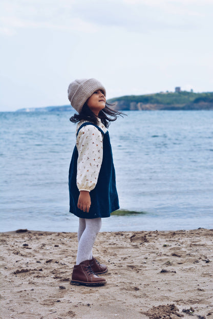 Embroidered Blue Corduroy Dress | Eli & Nev