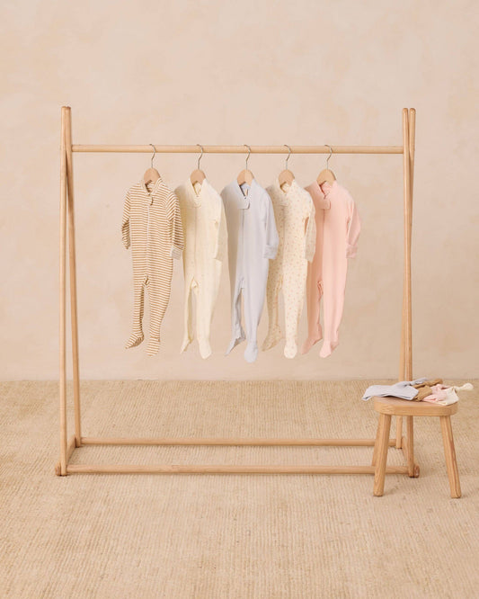 Zip Longsleeve Sleeper Footie - Fog | Quincy Mae