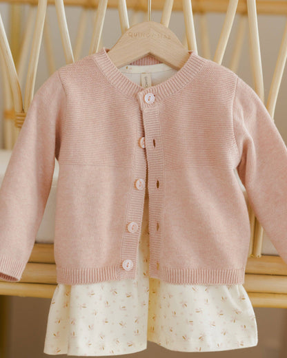 Knit Cardigan - Heathered Rose | Quincy Mae