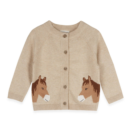 Horse Jacquard Sweater Knit Cardigan | Viverano Organics