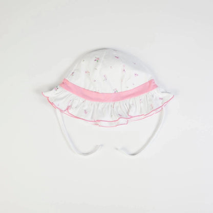 Organic Hat White Pink Flowers | FS Baby