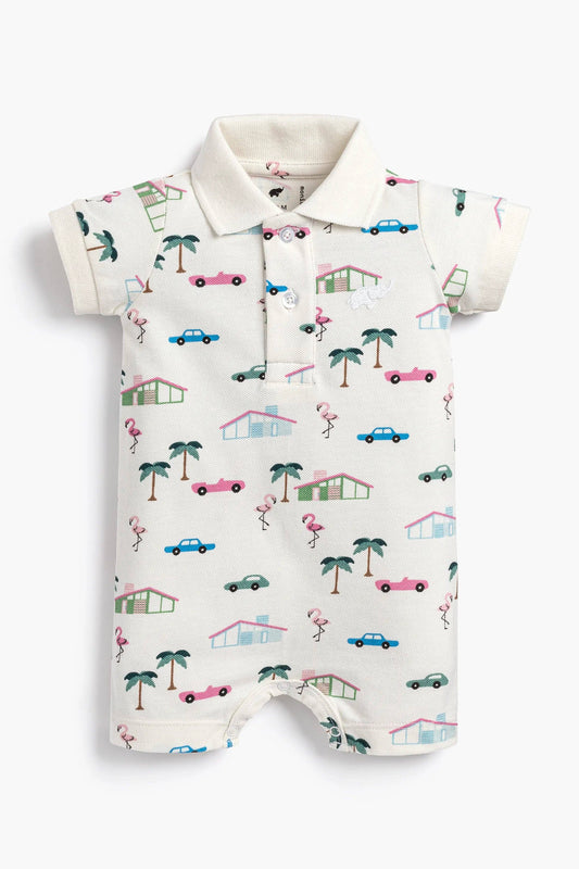 Retro Palm Springs Shorty Polo Romper | Monica + Andy