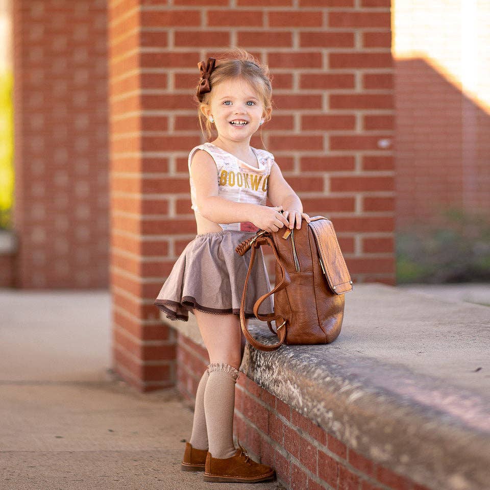 Oat Lace Top Knee High Socks | Little Stocking Co.