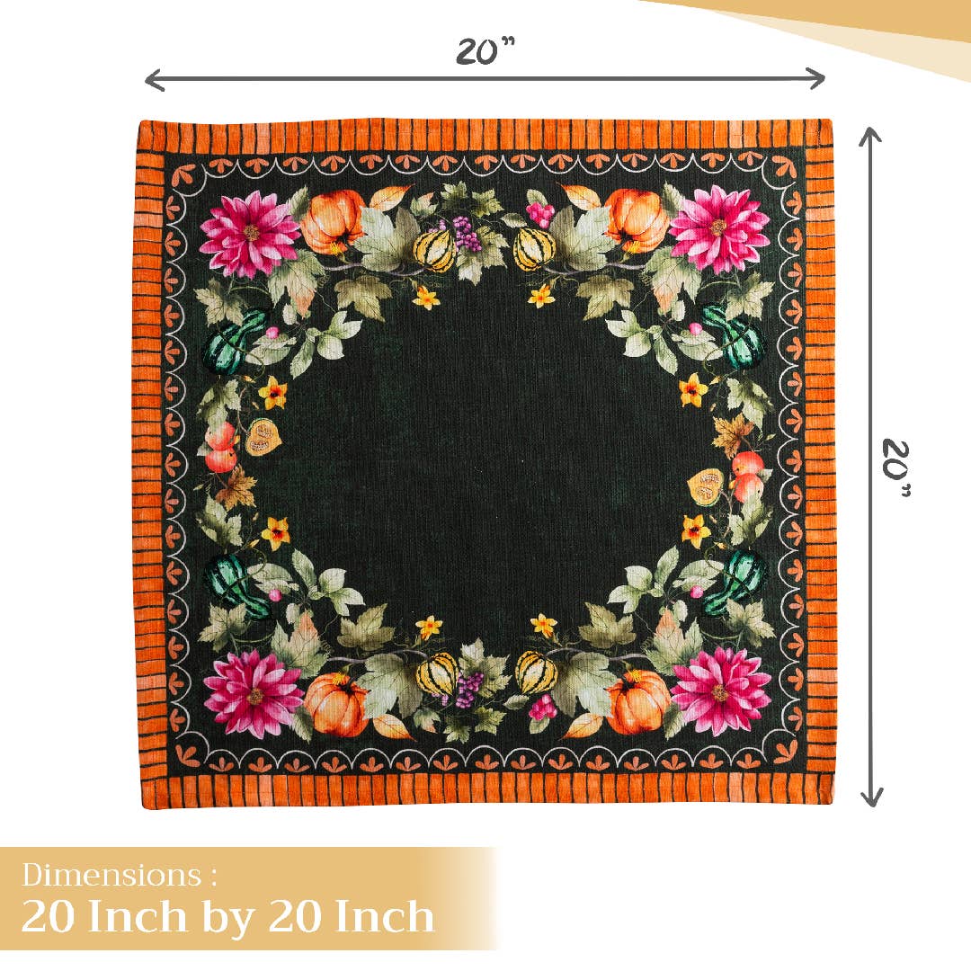 Dark Green Pumpkin Garden Cotton Napkin Set | Maison d'Hermine