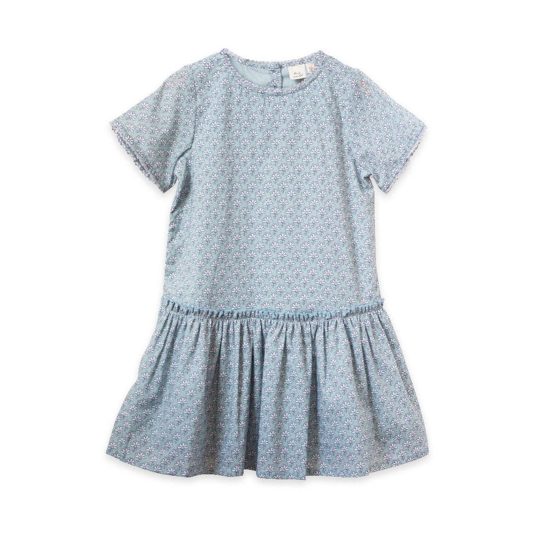 Willow Dress - Sky-Blue Block Print | Beet World