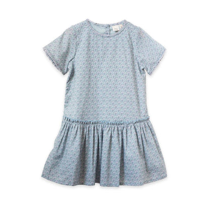 Willow Dress - Sky-Blue Block Print | Beet World